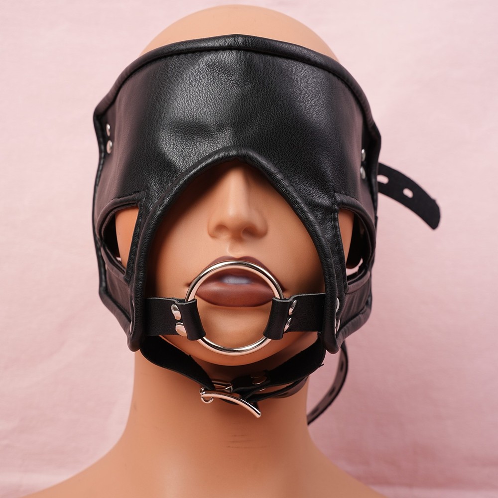 Bondage Head Harness Mask Blindfold O-Ring Mouth Gag Slave Roleplay Games BDSM