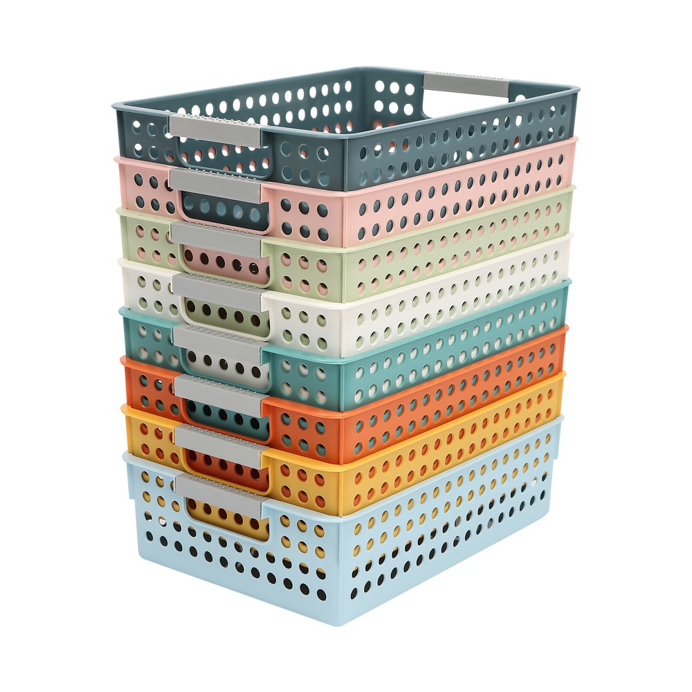 24 Pack Rectangular Classroom Baskets Colorful Organizer Storage Bin Book Baske