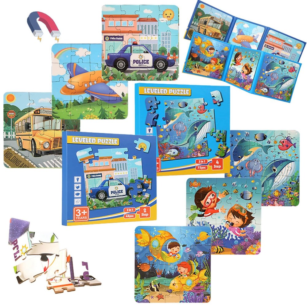 HouzeFun 2 Pack Magnetic Puzzles Toys for Kids Age 3-5 Magnets Puzzle for Chi...