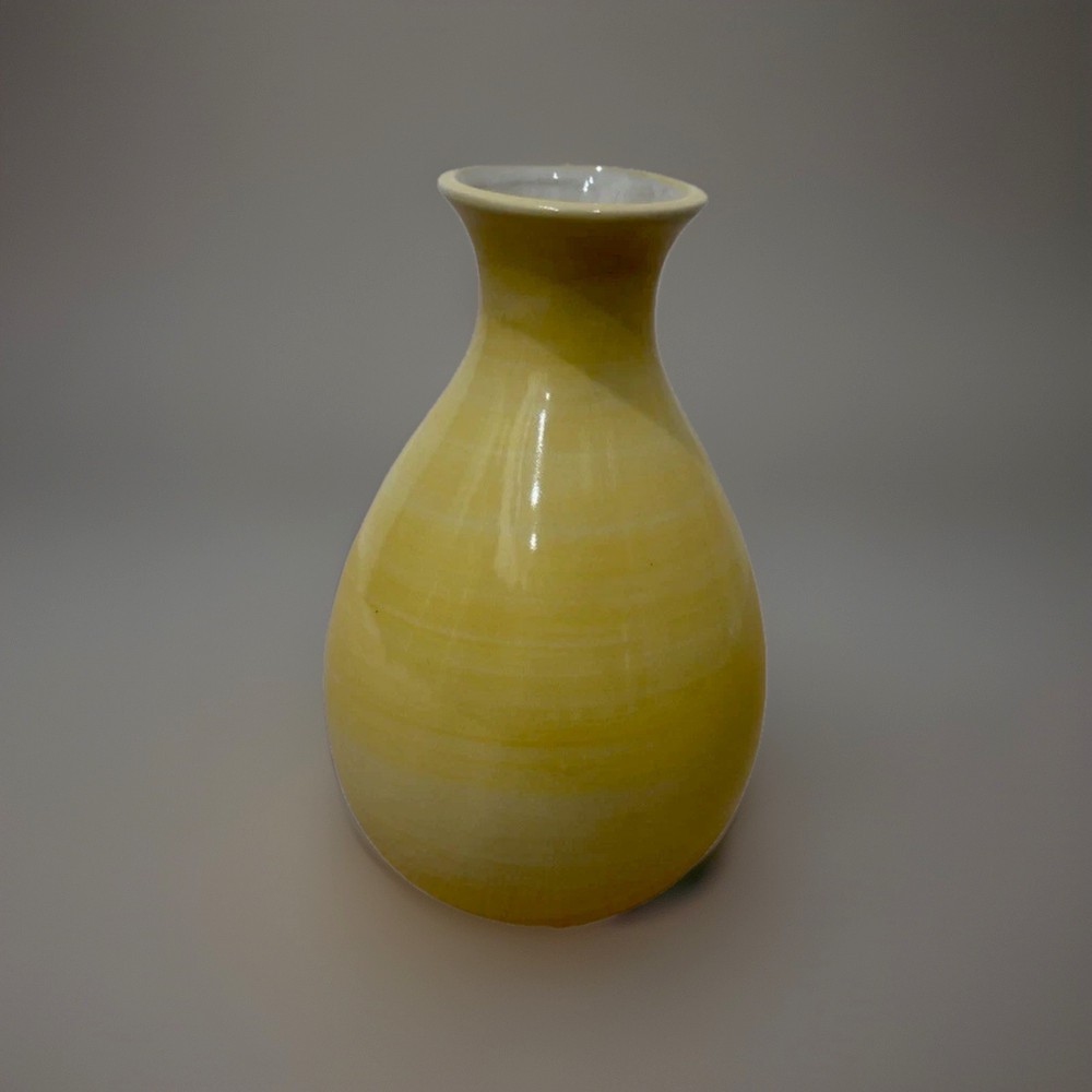 Vintage MCM Ceramic Wall Pocket Vase Yellow Rose Floral Hand Painted, 7