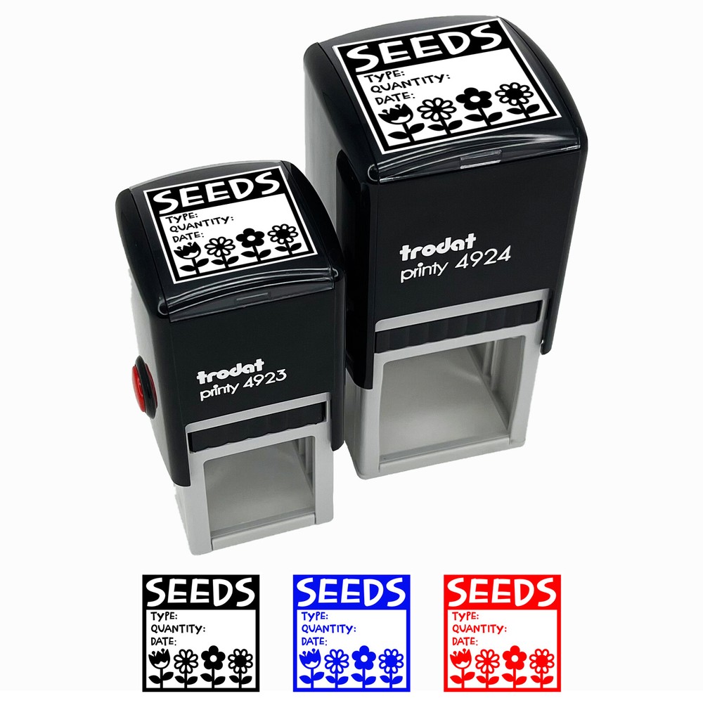 Flower Seeds Label with Type Quantity Date Self-Inking Rubber Stamp Ink Stamper