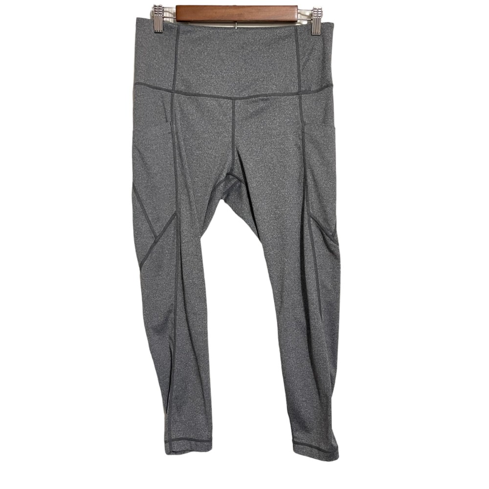 Members Mark Womens Gray High Rise Ankle Pocket Workout Leggings Size XL-image