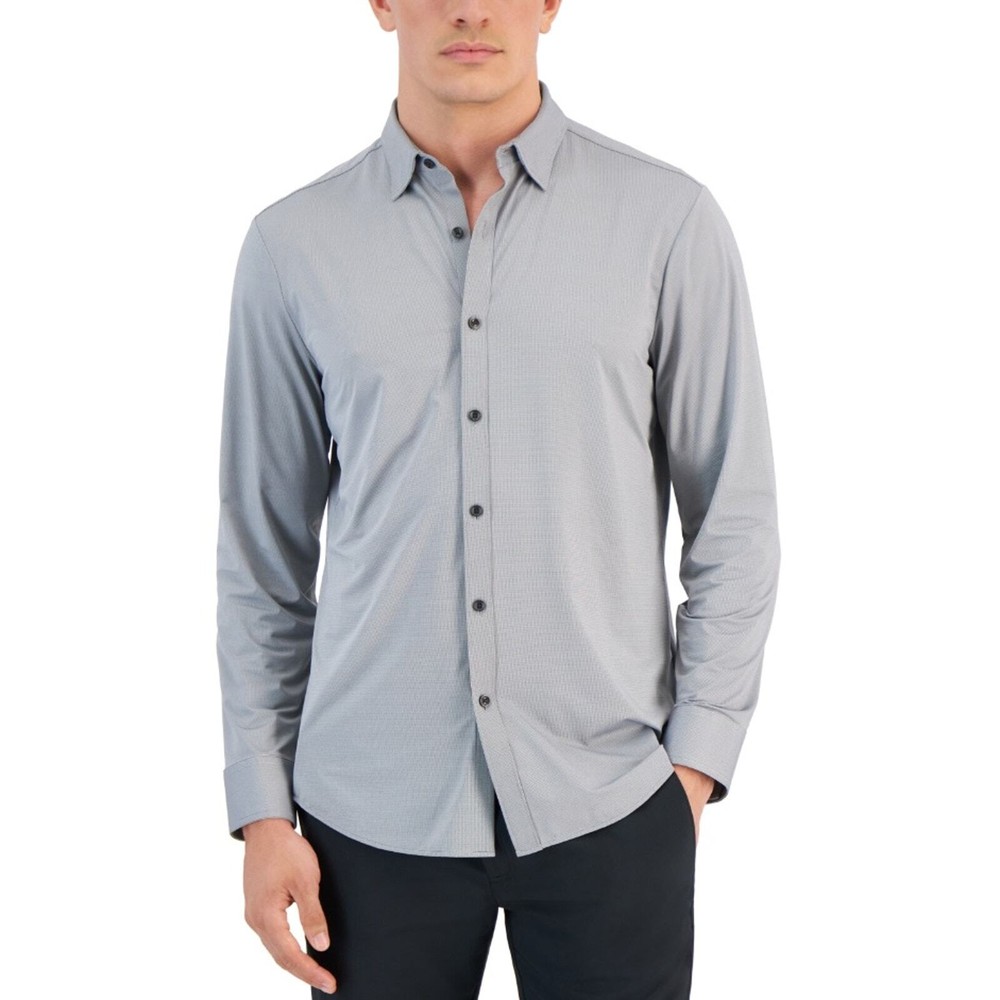Alfani Men's Grey Nylon Alfatech Performance Long Sleeve Casual Shirt Size XXL