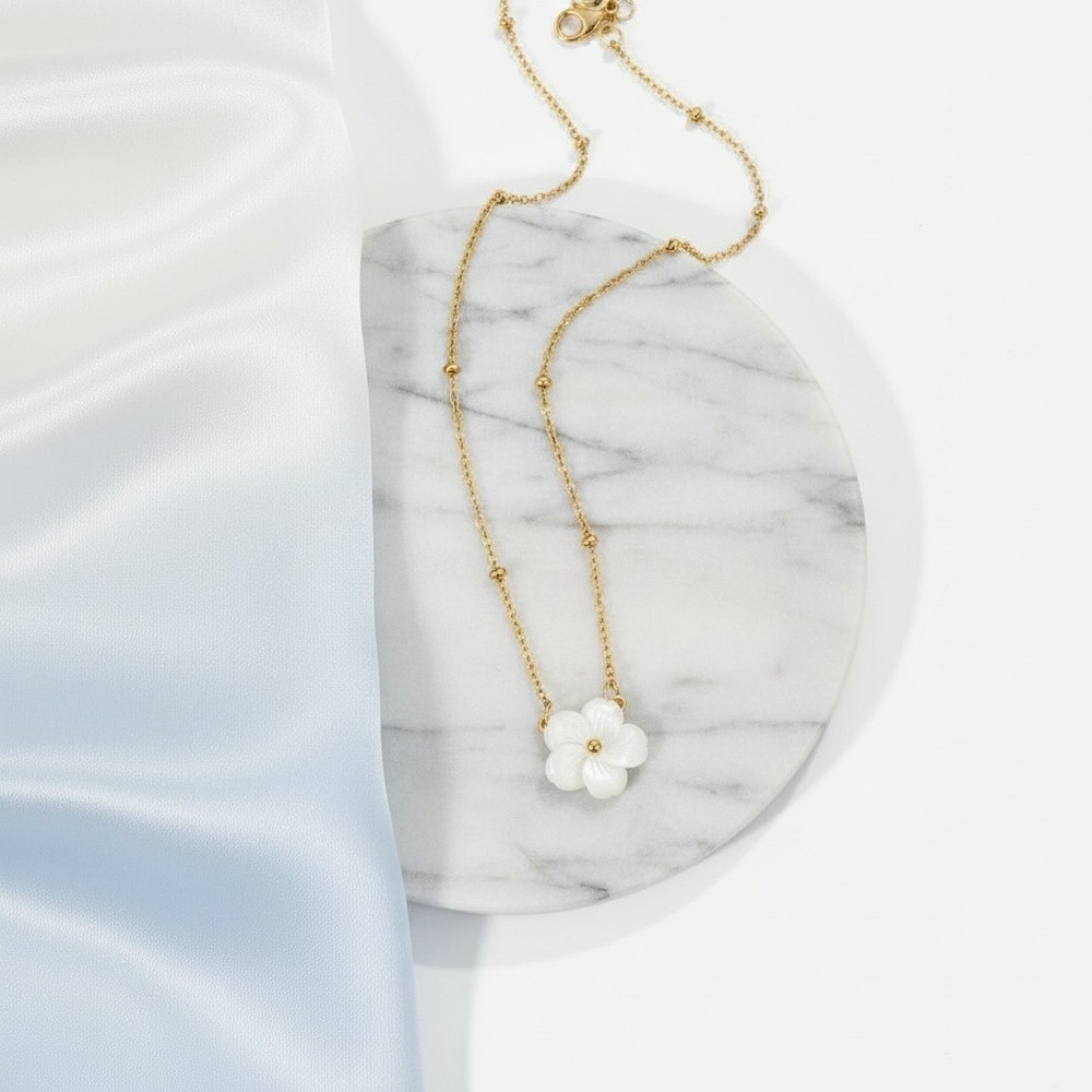 Elegant Pearl Flower Necklace, Flower Charm Chain Necklace, Cute Jewellery Gift