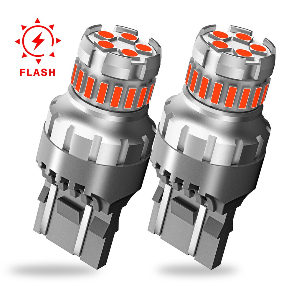 2x 7443 7440 Red LED Bulbs Brake Tail Stop Parking Light Strobe Bright Lamp M
