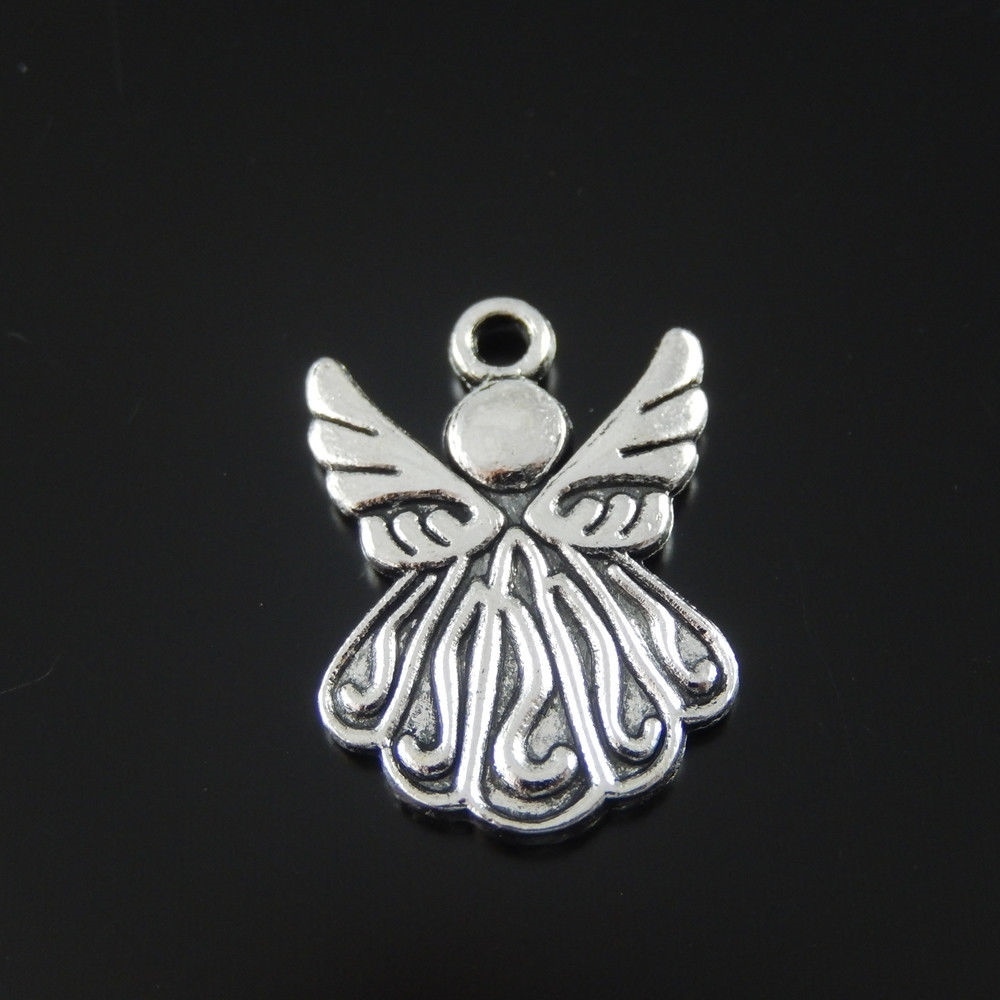 Vintage Silver Tone Alloy Angel Wings Pendant Charm 5-Pack Clearance-image