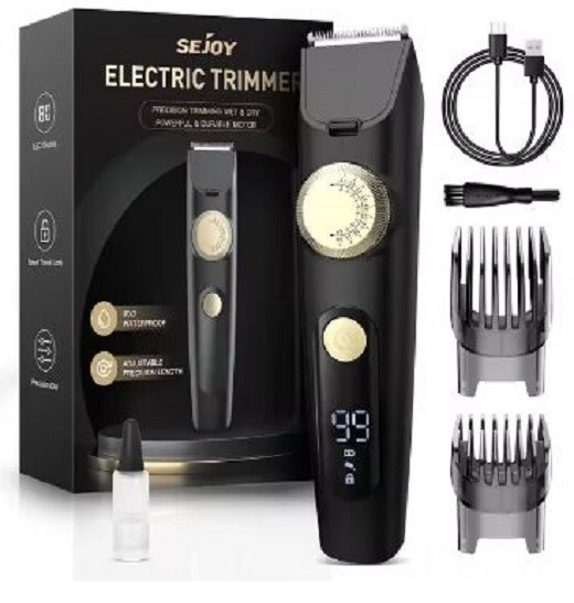 Adjustable Beard Trimmer for Men Cordless Hair Mustache Trimmer with LED Display