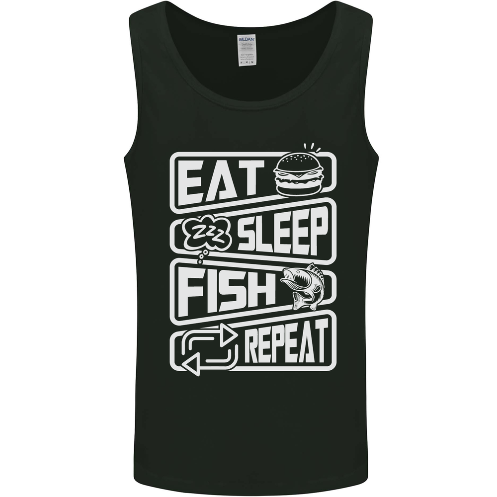 Eat Sleep Fish Funny Fishing Fisherman Mens Vest Tank Top