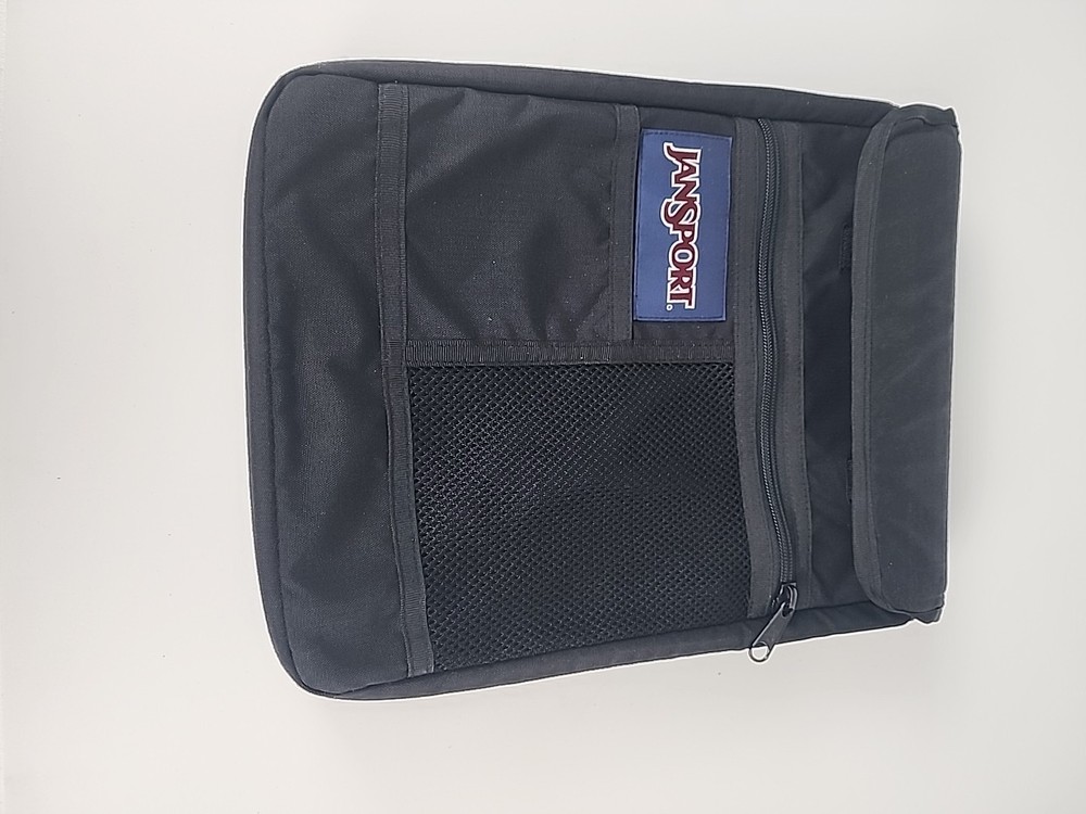 Vintage Jansport Laptop Bag/Case Insert Zip Pocket Book Tablet Black Logo Rare