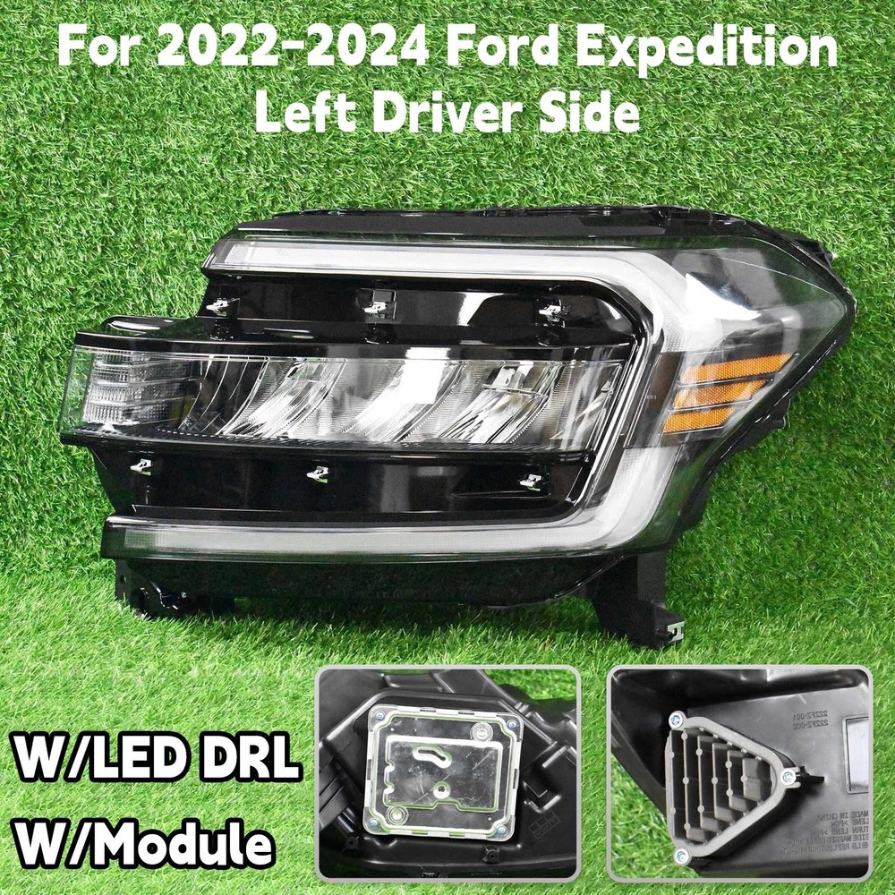 For 2022 2023 2024 Ford Expedition w/ Full LED DRL Black Headlights Headlamps