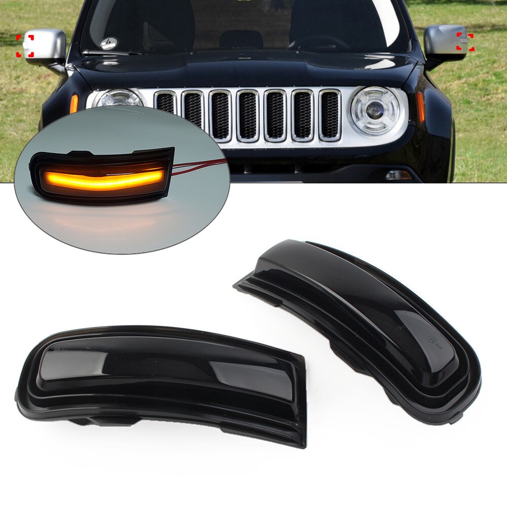 Side Mirror LED Dynamic Turn Signal Lights Lamp Fit Jeep Renegade 2015-2022 Pair