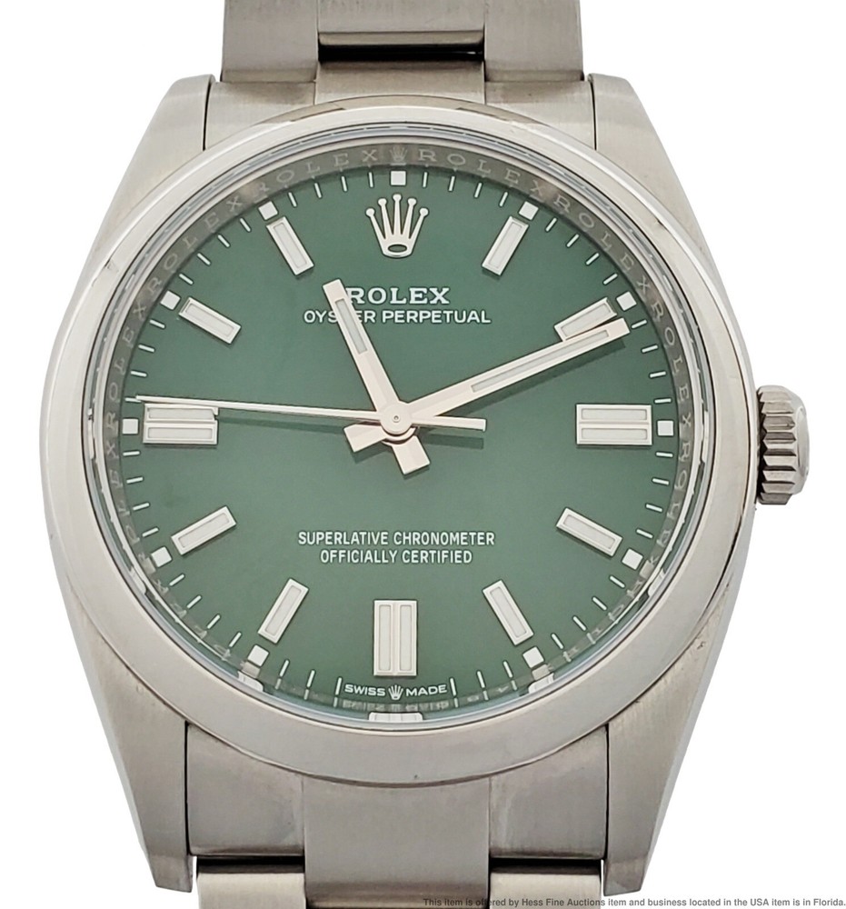 Rolex Oyster Perpetual 126000 Green Dial Oystersteel Watch with Box Papers Tags