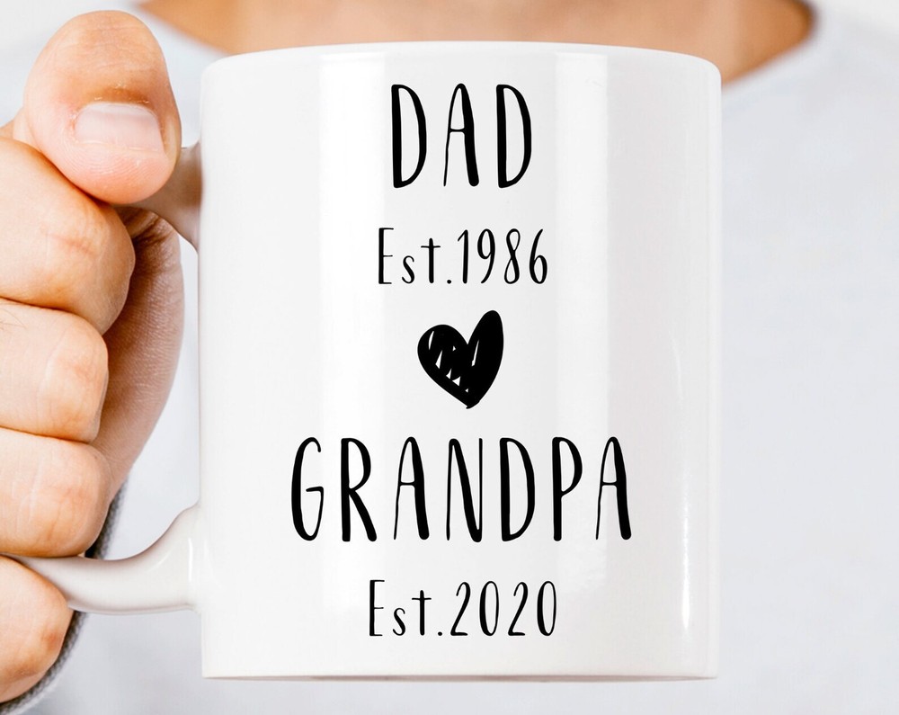 Dad To Grandpa Coffee Mug Custom Date Pregnancy Announcement New Grandpa