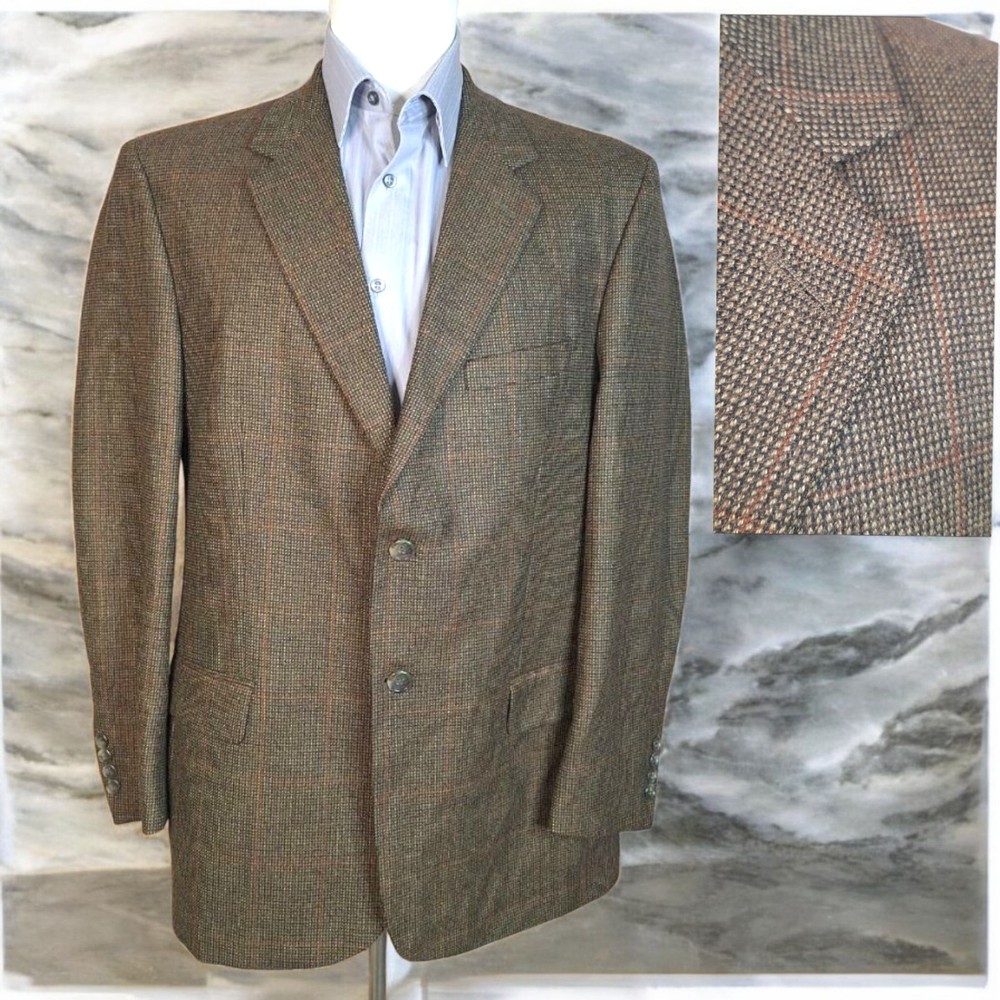 Claiborne Mens 42R Brown Check Wool Sport Coat Blazer