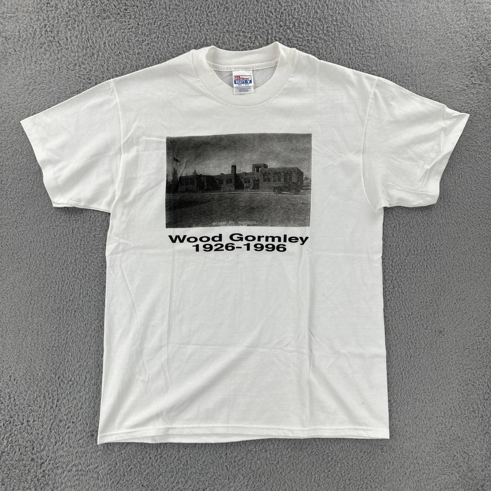 Vtg Hanes Beefy-T L White T Shirt Wood Former School Santa Fe New Mexico 1996