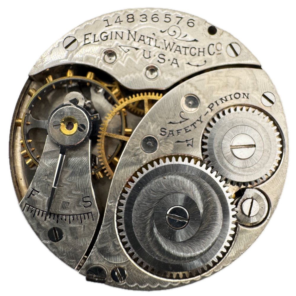 Antique 0s 1910 Elgin 7 Jewel Mechanical Hunter Pocket Watch Movement 320 USA