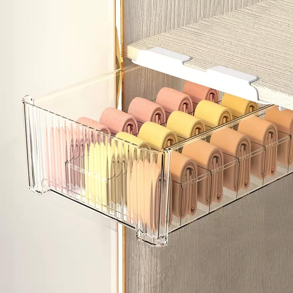 Underwear Organizer Drawer for Closet, 18 Cells Under Shelf Basket with Detac...