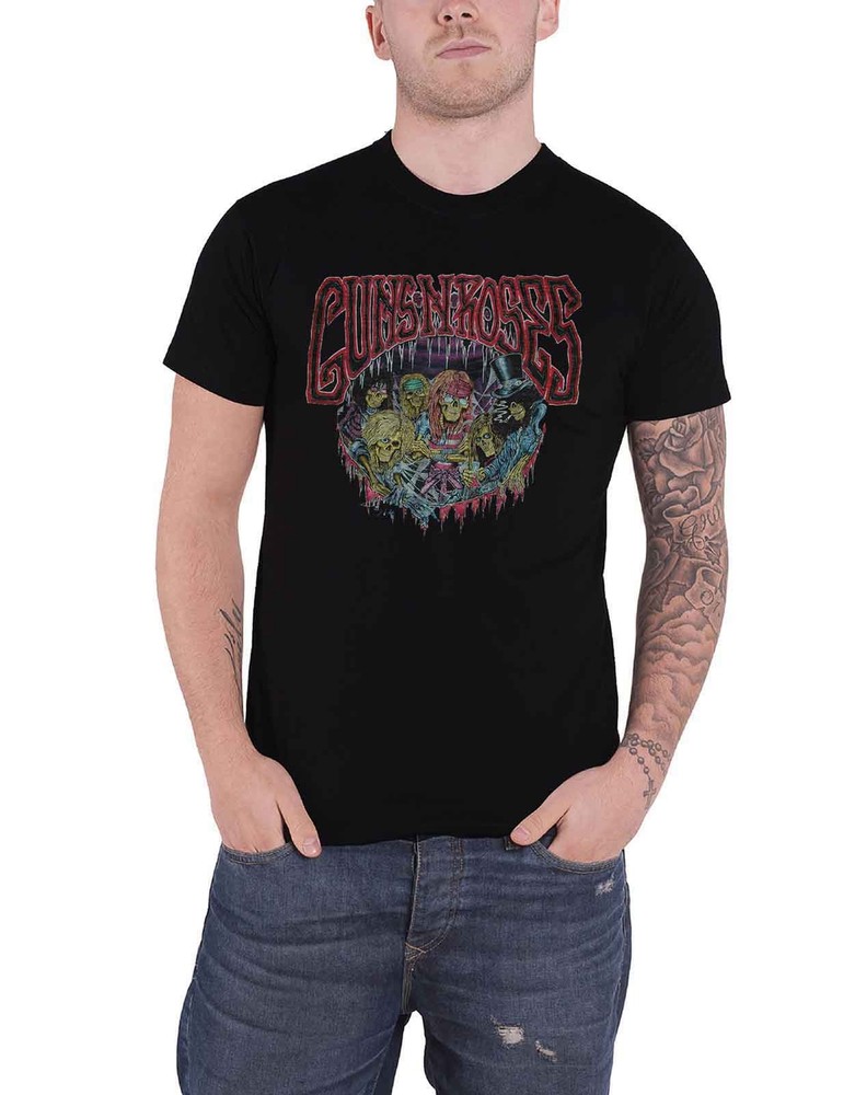 Guns N Roses Illusion Tour Official Band Logo Mens Black T Shirt