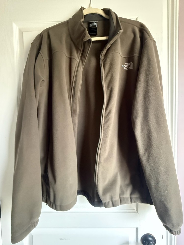 Mens The North Face ANKU Windwall Olive Fleece Jacket XL Zip Front Cinch Waist