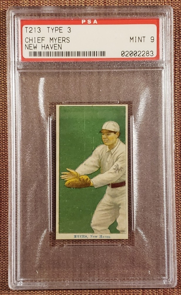 1914 Coupon Type 3 T213 Chief Meyers Giants Braves Baseball Card PSA 9 Mint Pop1-image