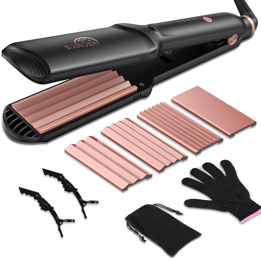 Hair Crimper for Women 4 in 1 Flat Crimping Iron Plates Ceramic Waver Hair To
