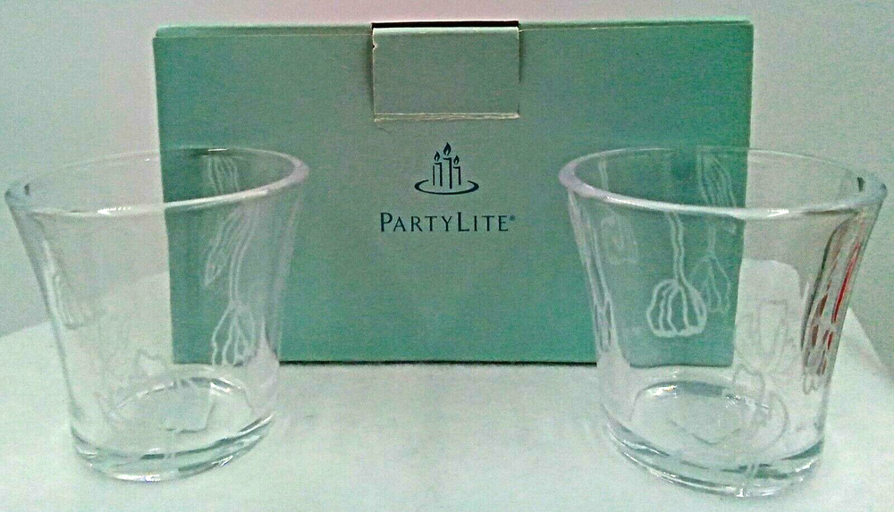 Partylite Lotus Blossom Clear Glass Floral Votive Candle Holder P8491 New