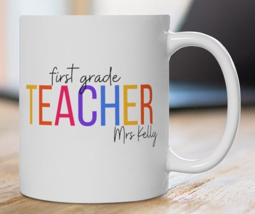 First Grade Personalized Teacher Mug Rainbow Graduation Gifts For Teacher Custom