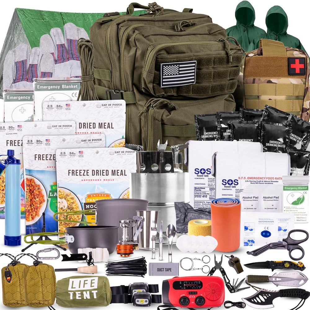 72-Hour Emergency Survival Kit with First Aid Food Water Filter & Essentials
