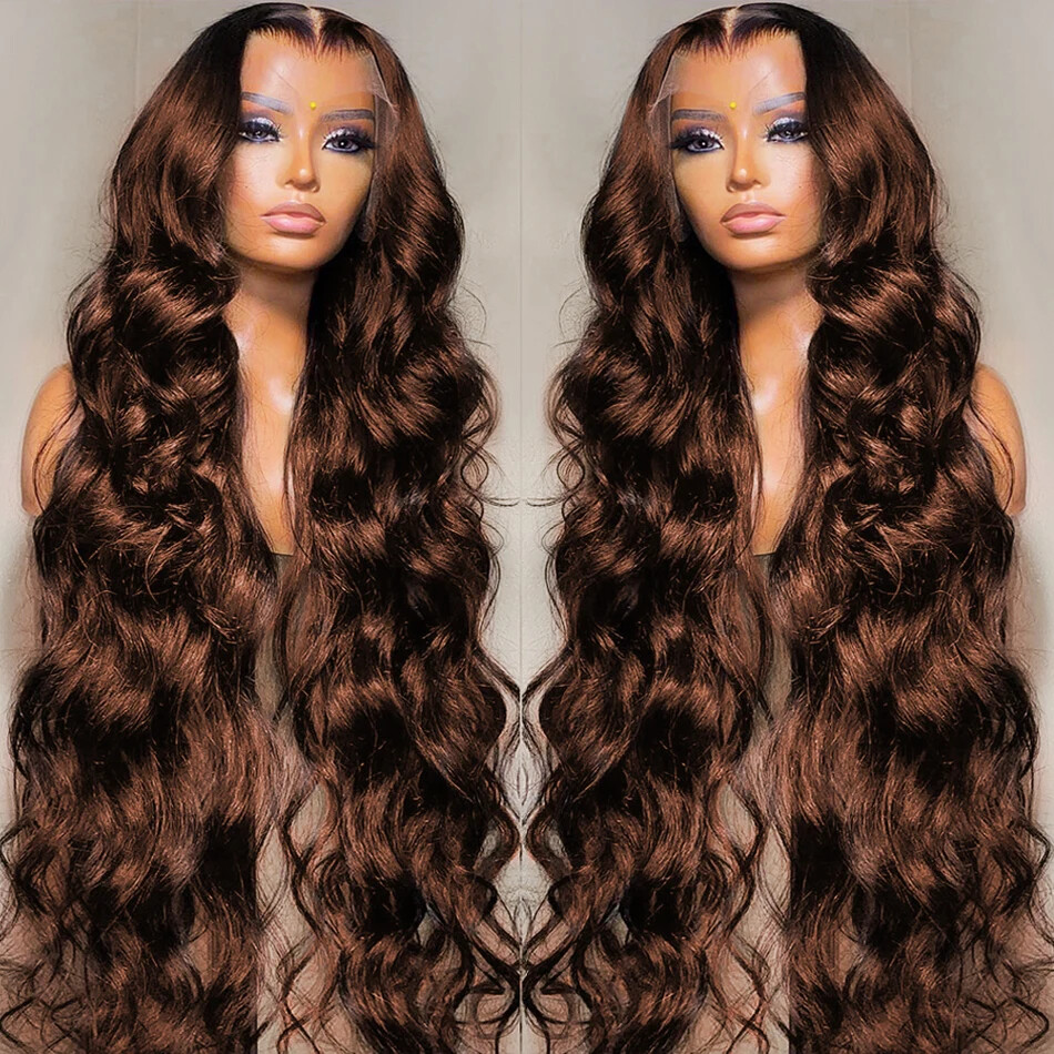 HD Chocolate Brown Body Wave Lace Front Wig Glueless Remy Human Hair Preplucked