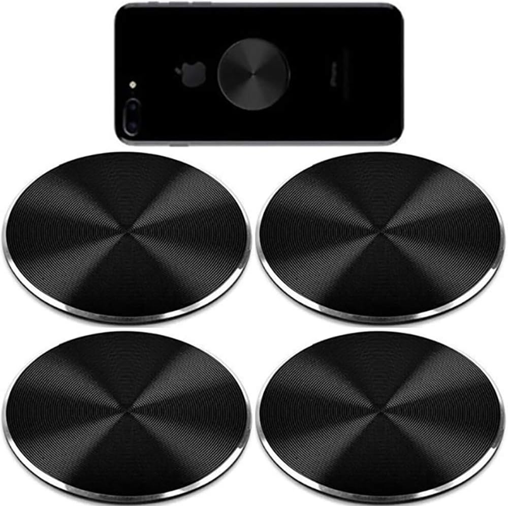 Metal Plates Replacement Set 4 Pack for Magnetic Car Mount. Kit of 4 Black round