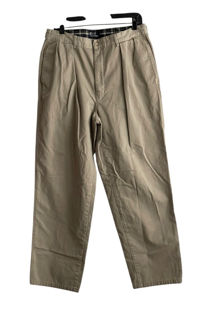 Vintage Polo Ralph Lauren Golf Pants  34x31 Beige Khaki Cotton Pleated Chino USA
