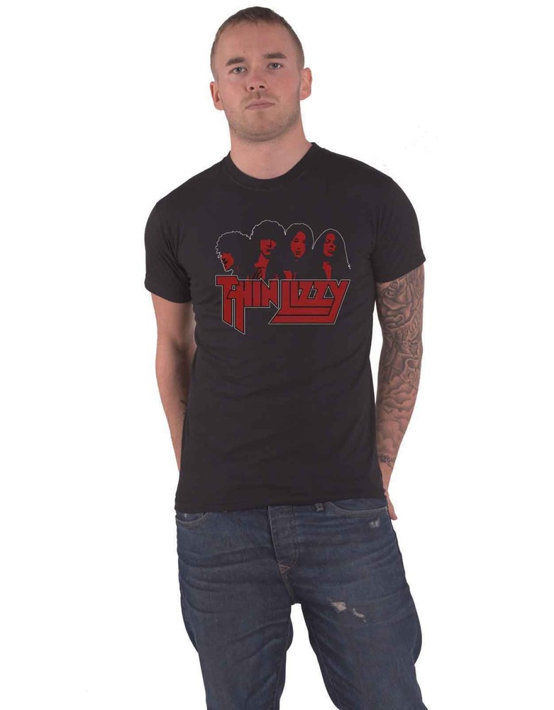 Official Thin Lizzy Band Photo Logo Men's Black T-Shirt New Design