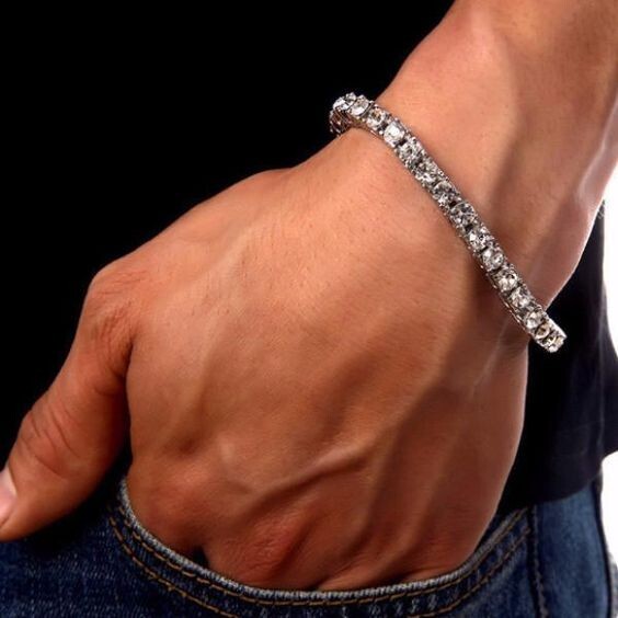 Unisex 19Ct Round Cut Diamond Tennis Bracelet 14K White Gold Finish 4MM 7