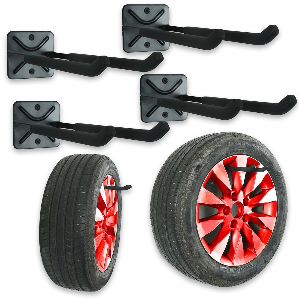 Heavy Duty Garage Tires Hooks Wall Mounted Hanger Tool Organizer Rack Hardwar...