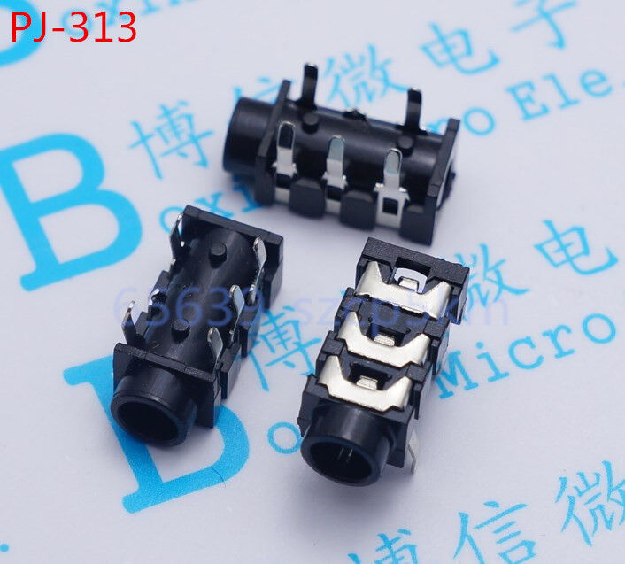 20pcs 3.5mm female audio connector 5pin dip headphone jack socket PJ-313 #W8