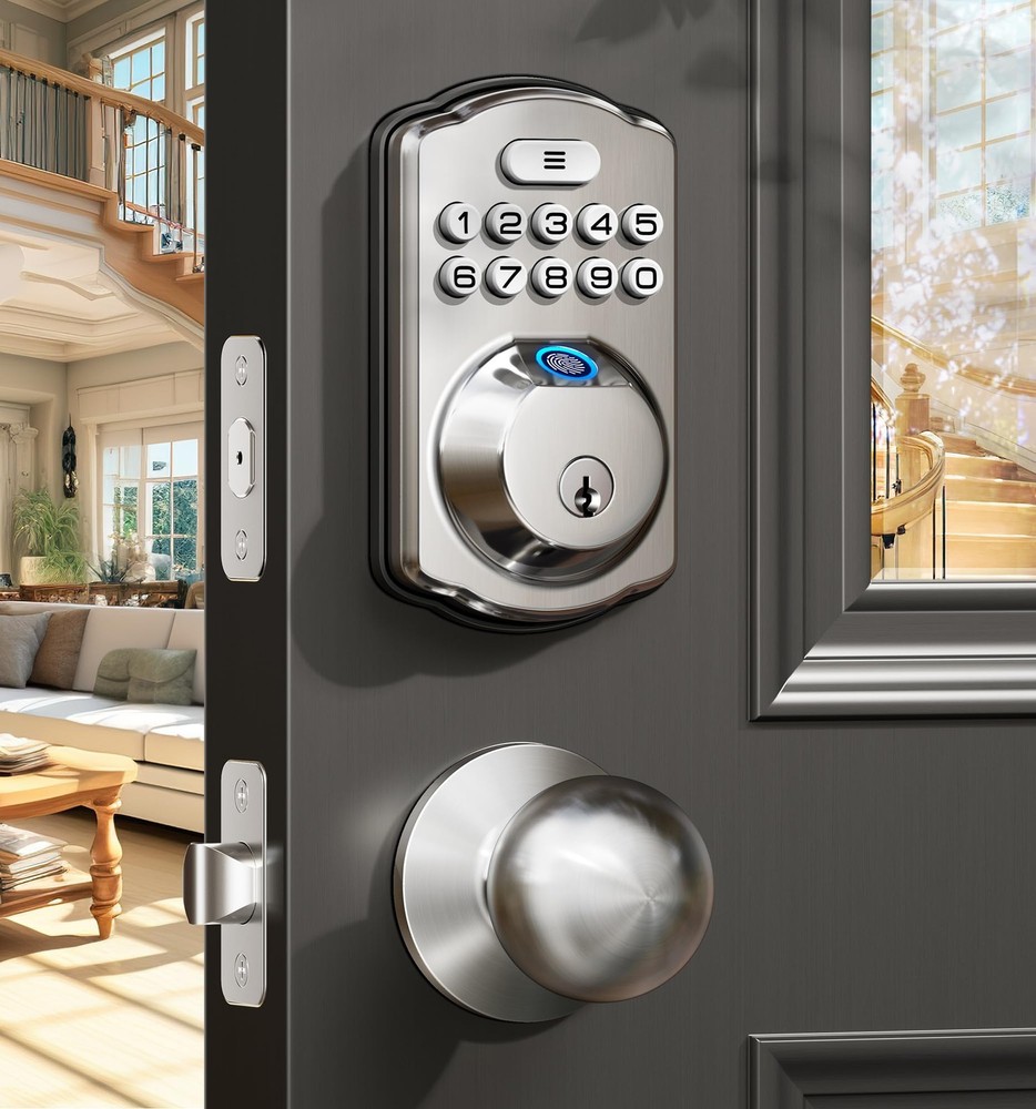 Smart Fingerprint Door Lock with Dual Knobs - Keyless Entry Handle for Enhanced Security