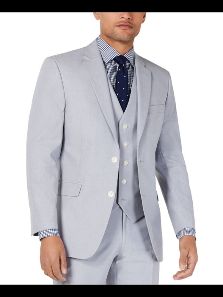 Tommy Hilfiger Men's Gray Lined Stretch Blazer Suit Separate 44 Long