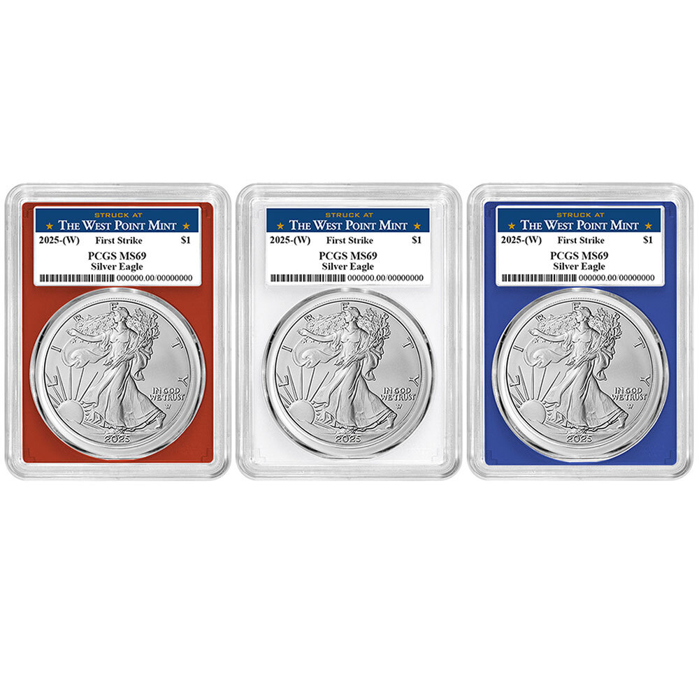 Presale - 3pc Set - 2025 (W) $1 1-oz American Silver Eagle PCGS MS69 FS West ...-image