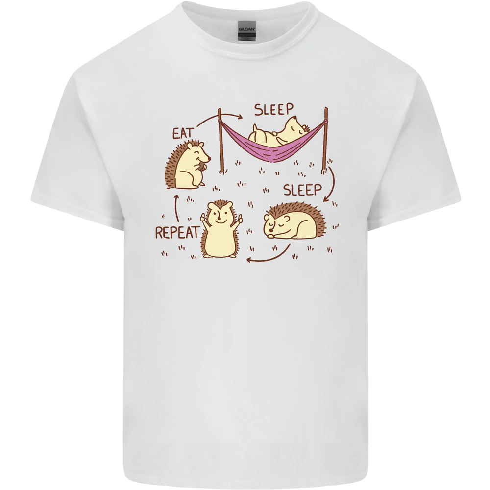 Funny, Hedgehog Eat Sleep Repeat Lover Mens Cotton T-Shirt Tee Top