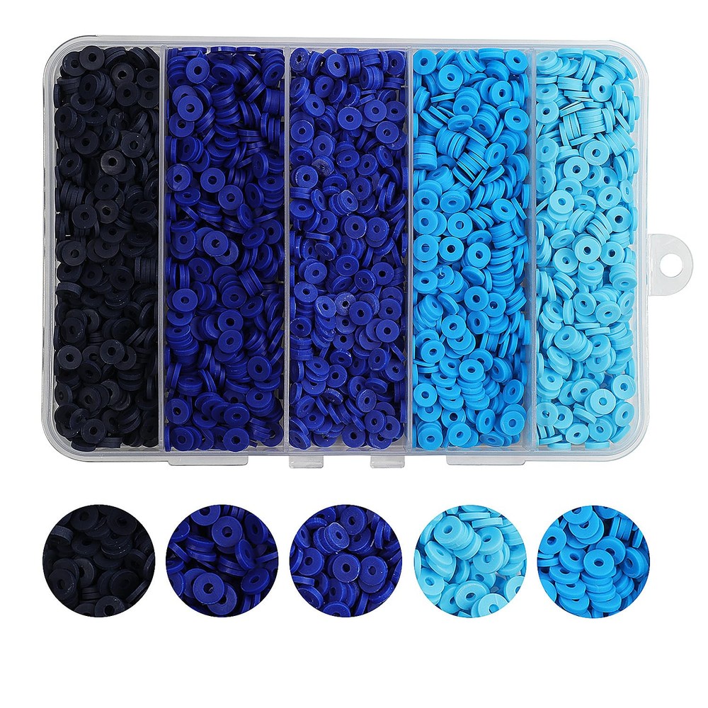 4000pcs Blue Clay Beads for Bracelets Making 6mm Heishi Beads Polymer Clay Be...