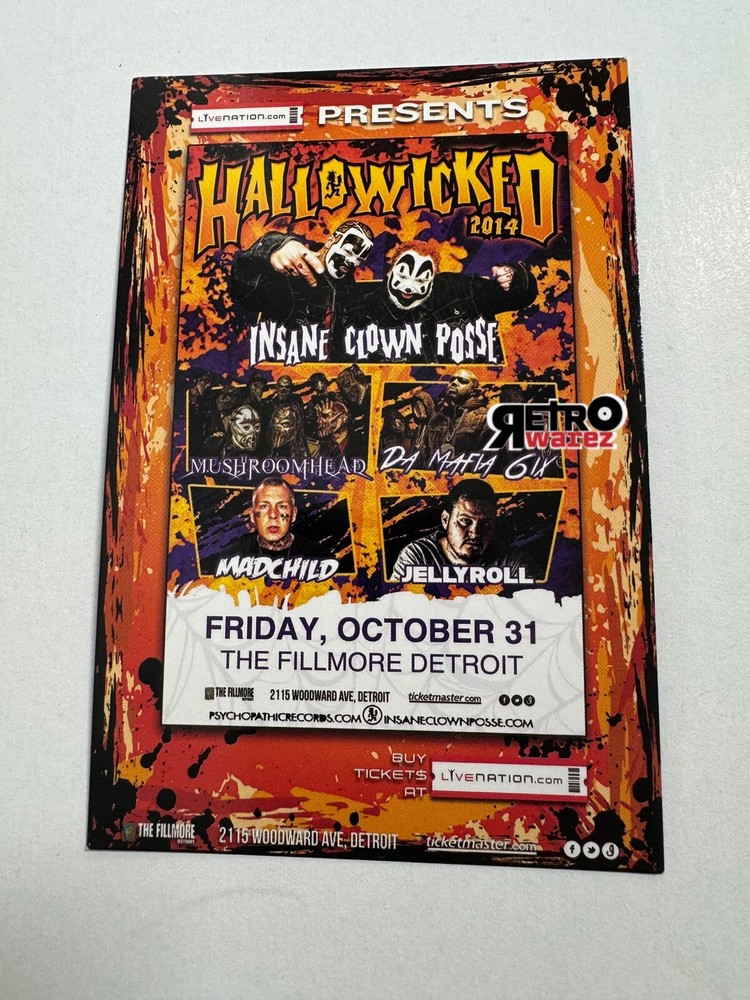 Insane Clown Posse - Hallowicked 2014 Small Flyer 4x6” ICP Jelly Roll Madchild