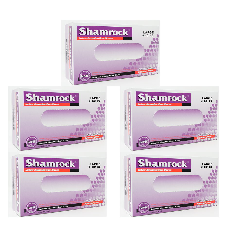 Shamrock Powder-Free Textured Latex Exam Gloves Large 500-Pack