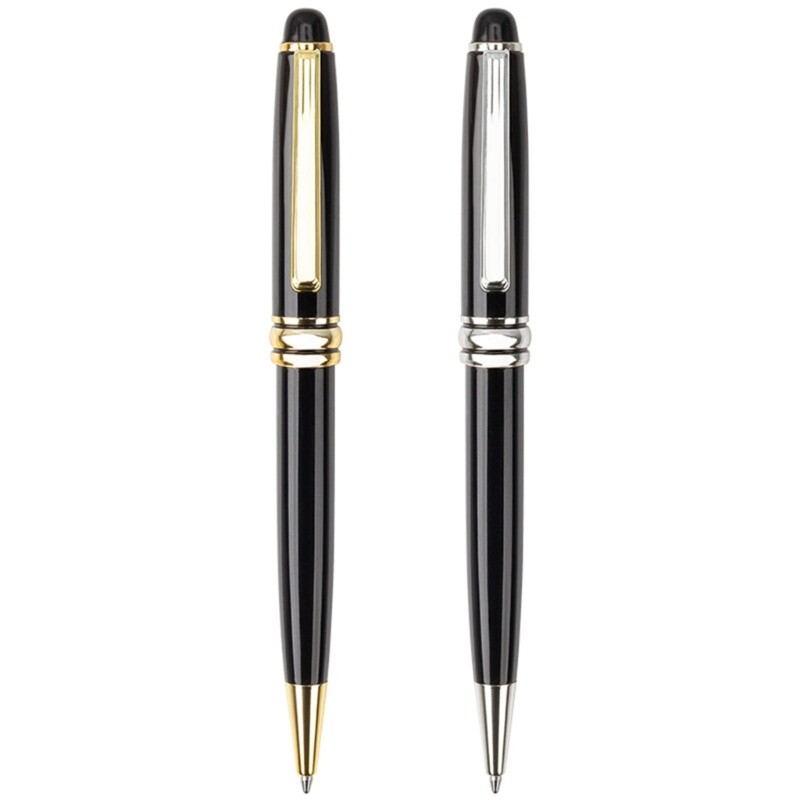 6x Black Metal Ballpoint Pens for Smooth Writing and Stylish Office Use