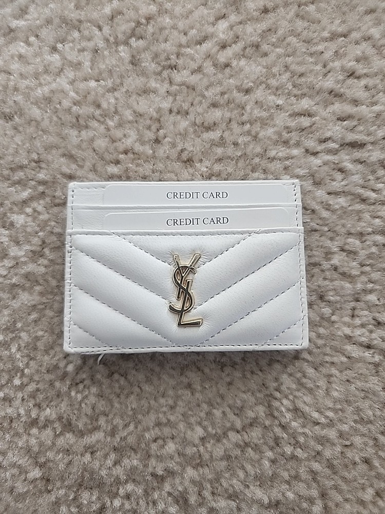 YSL Saint Laurent Black Leather Credit Card Holder Wallet