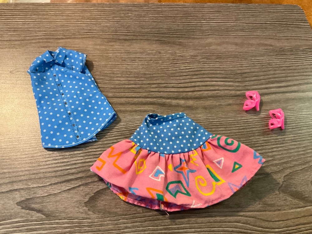 Mattel Barbie Doll Clothes Top Shirt, Skirt  Dress Shoes Outfit Set Lot