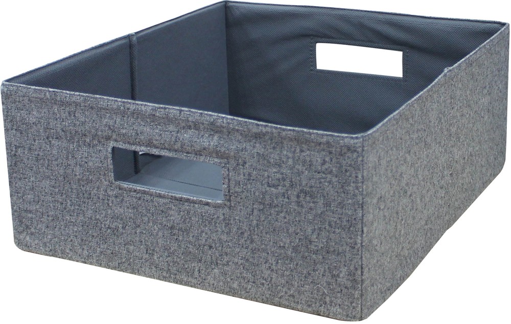 Better Homes & Gardens Half-Size Fabric Storage Bin, Gray Handles, Collapsible