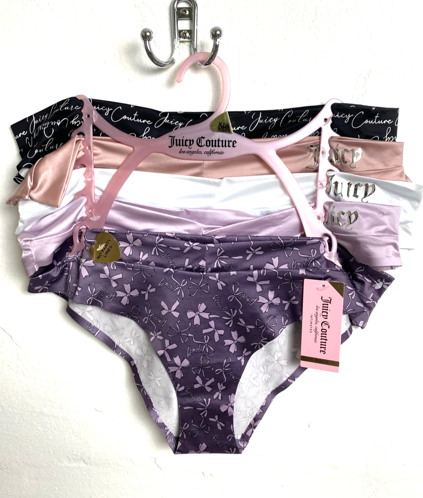 Juicy Couture Panties 5 Pack Pink Lavender White Floral No Panty Lines Underwear