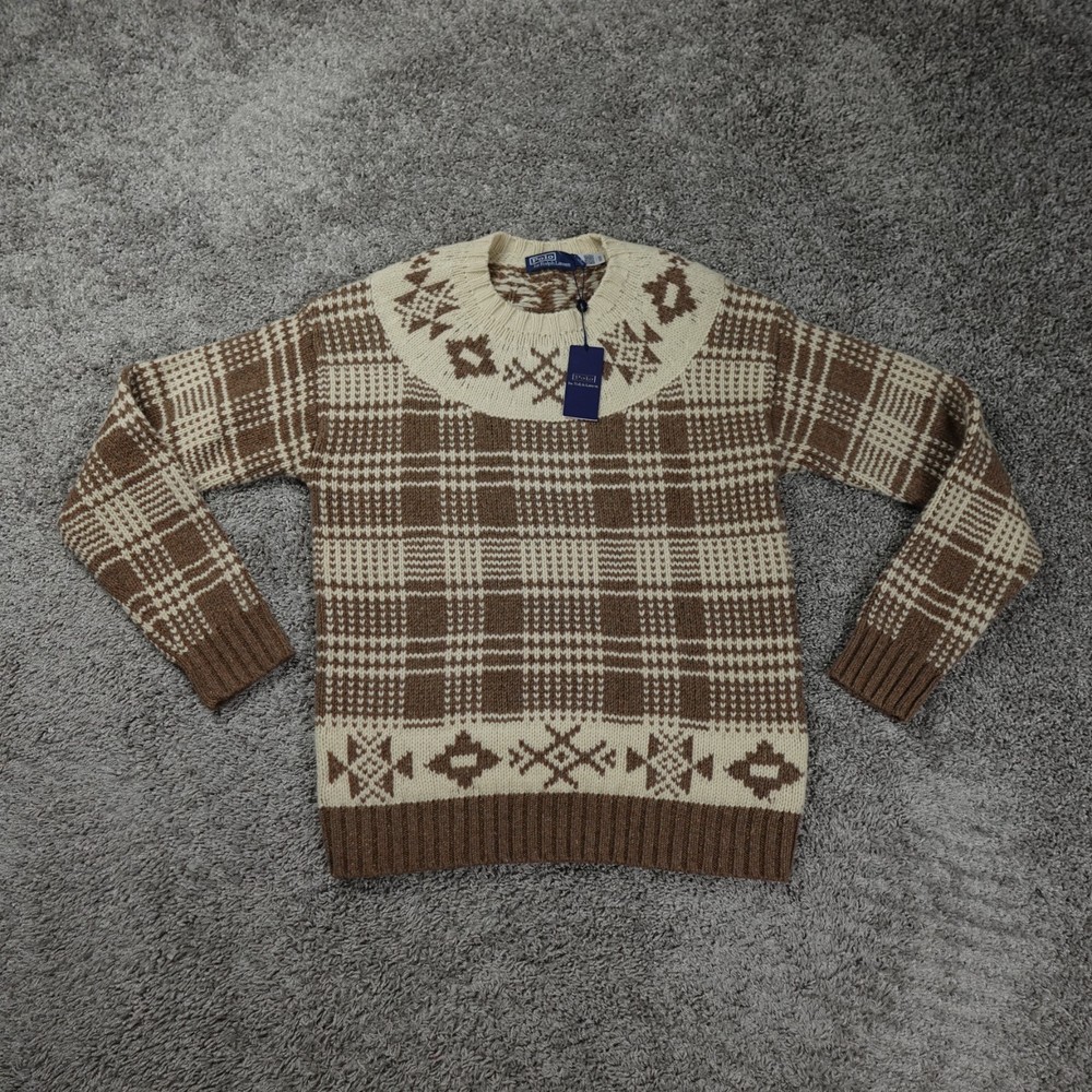 Polo Ralph Lauren Sweater Mens Medium Fair Isle Jacquard Wool Blend Holiday NEW