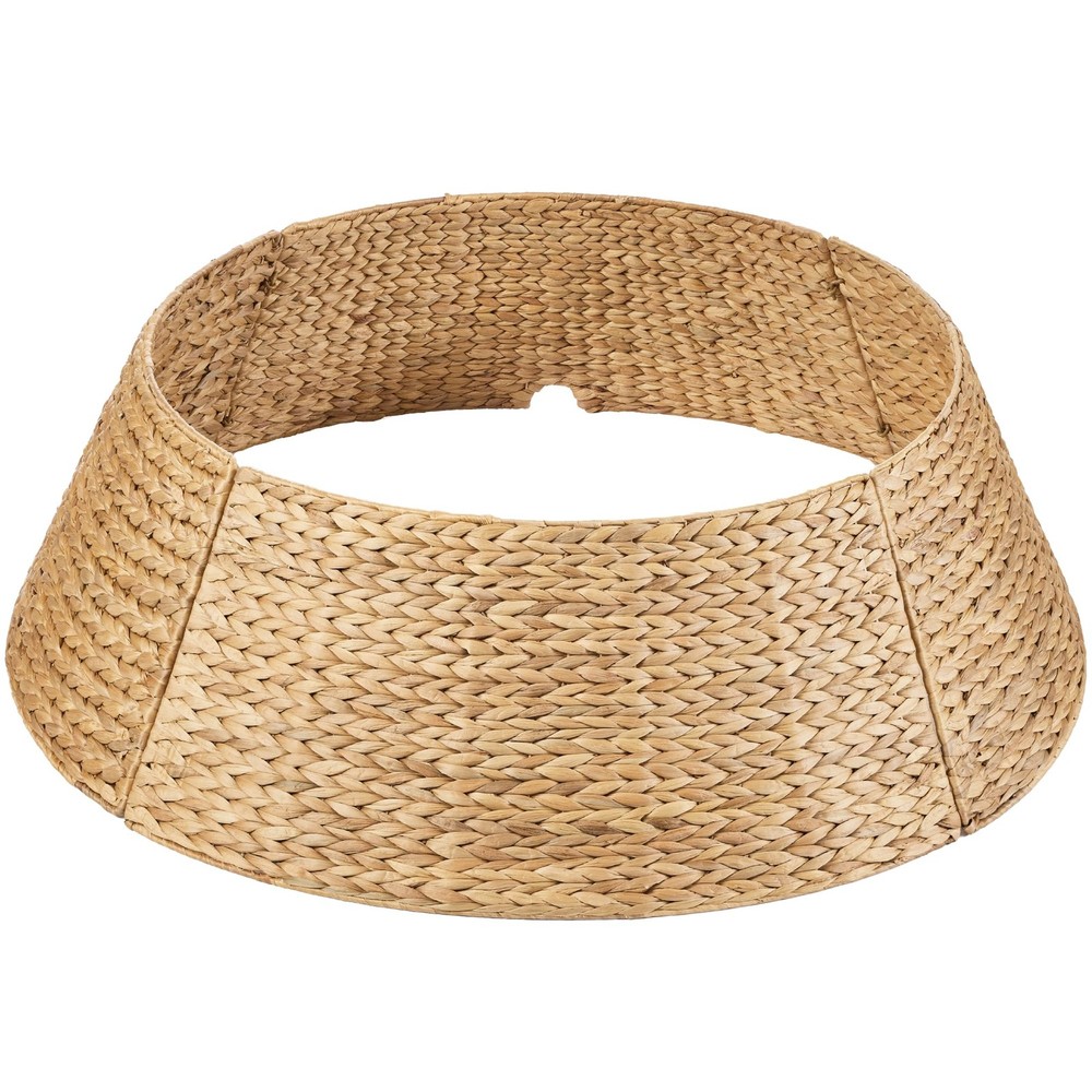 24in Christmas Tree Collar, Woven Hyacinth 3-Piece Holiday Rattan Tree Skirt ...