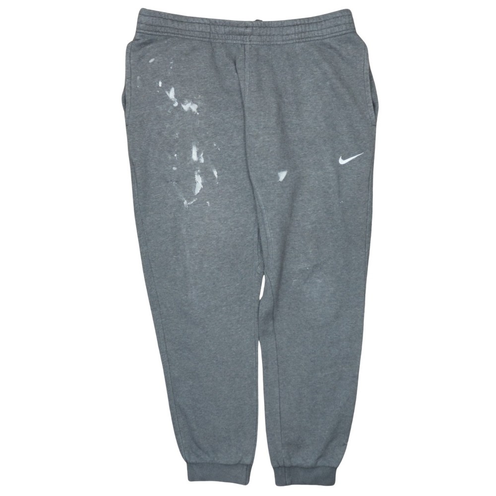 Nike Mens Joggers Grey Fleece Sweatpants Embroidered Swoosh Cuffed Pockets L